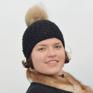 Product preview: Black hand knitted hat - bamboo pattern