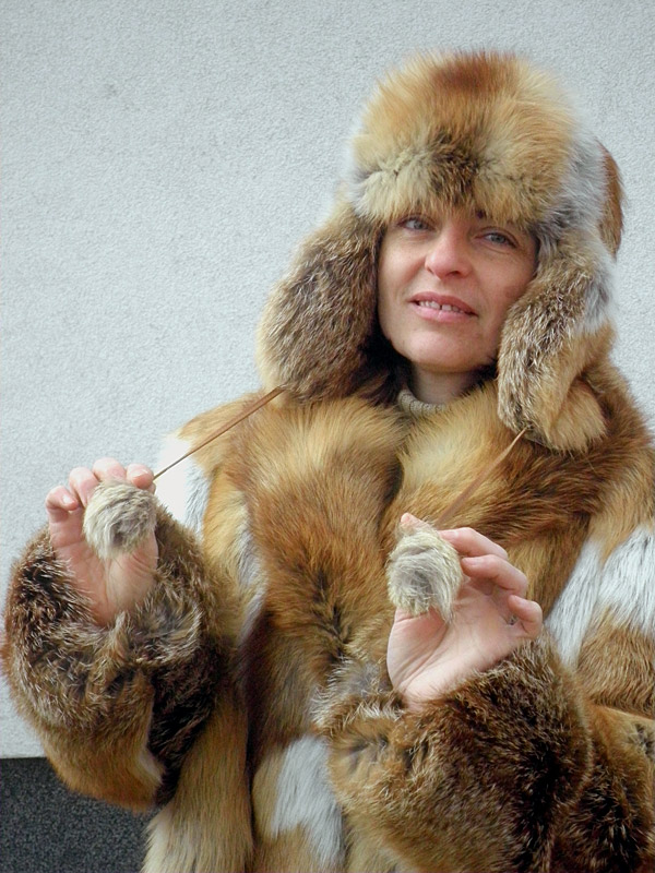 Kožešinová ušanka - červená liška