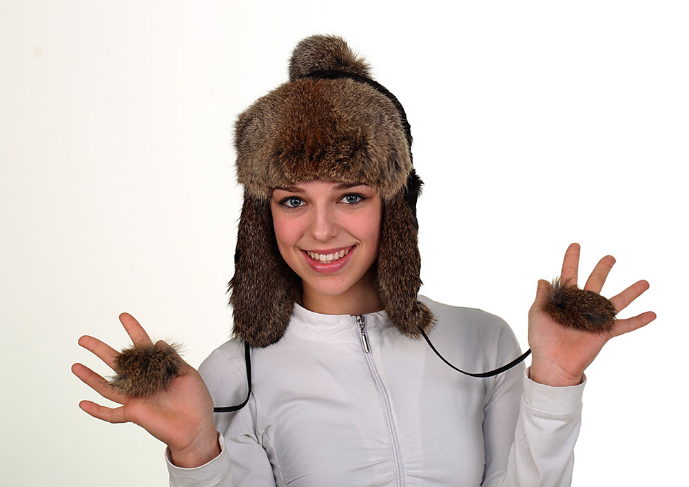 Ušanka kozinka kombinovaná s králičinou